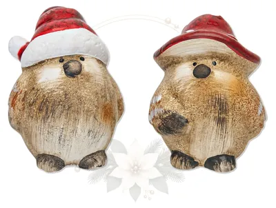 Produktbild von 2er Set Wintervogel Figuren Keramik ca. 8,4 x 7 x 8,8 cm