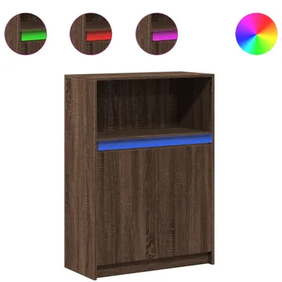 Image de Buffet avec LED chêne marron 72x34x100 cm bois d'ingénierie