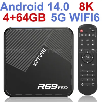 Produktbild von Smart TV Box Android 13 Media Player für Heimnetzwerk und Internet-TV Streaming WIFI 6 Quad Core Prozessor HDMI Bluetooth 5 microSD 4 GB +64 GB-Android14-8K