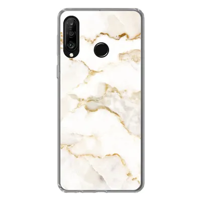 Produktbild von MuchoWow® Handyhülle Schutzhülle Hülle für Huawei P30 Lite Marmor - Limette - Gold - Luxus - Marmoroptik - Weiß Silikon Softcase Handy Hülle - Handyhülle