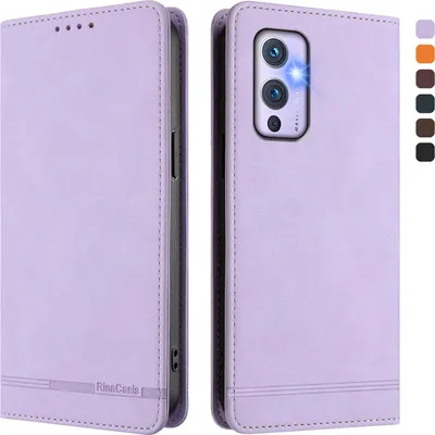 Obrázek produktu pro Pouzdro pro OnePlus 9, retroPolyuretankožené flip pouzdro s stojánkem a přihrádkami na karty Fialový