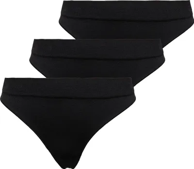 Produktbild von ONLY Damen Strings, 3er Pack - ONLVICKY RIB THONG, gerippt Schwarz S/M