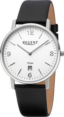 Produktbild von Regent Leder Herren Uhr Armbanduhr Quarz schwarz Lederarmband D2URF1449