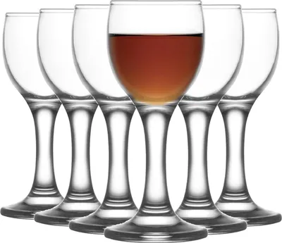 Produktbild von 6x Klar 55ml Misket Sherry-Gläser - Klein Port Brandy Wodka Likör Nachtischwein Trinken Schnapsglas-Set mit Stamm - von LAV