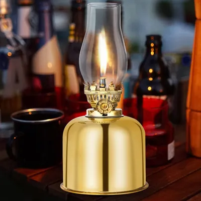 Petroleumlampe, Öllampe, Laterne, Metall/Glas, gold, 19 cm, 300 ml