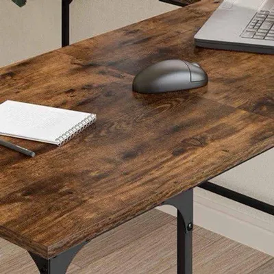 Productafbeelding van Bureau L-vormig - Rookeiken Hout - 139x139x75 cm - Metalen Frame - Computertafel - Voor Thuis En Kantoor