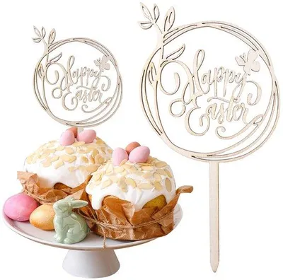 Produktbild von Holzliche Ostereiercupcaketoppers, 10 Stück, für Ostereierdekoration.