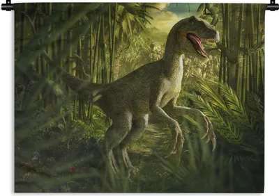 Produktbild von MuchoWow® Wandteppich Wandbehang Dinosaurier - Pflanzen - Grün - Illustration - Kinder - Jungen 150x112.50 cm Tapisserie Dekoration Wandtuch - Wanddecke - Wandteppiche