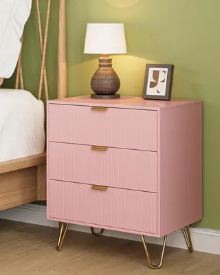 Immagine prodotto di Solidchoice - Comodino con 3 cassetti, 60 x 40 x 70 cm, rosa