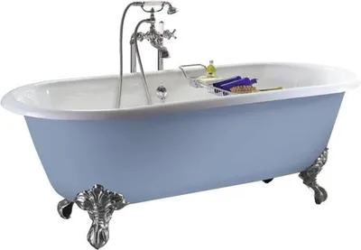 Immagine prodotto di Casa Padrino vasca in ghisa grigio-azzurro/bianco 154 cm - Vasca da bagno curvilinea freestanding - Arredo bagno barocco e liberty