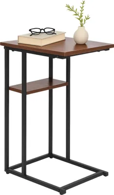 Zdjęcie produktu dla Relaxdays 4052025858230, Stolik nocny, Ciemny brąz, Czarny, MDF, Żelazo, 2 pół., 35 kg, 400 mm
