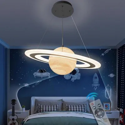 Zdjęcie produktu dla Azomor – regulowana lampa wisząca LED o planetycznym wzornictwie do pokoju dziecięcego i sypialni