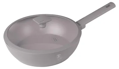 Obrázek produktu pro Wok pánev s poklicí 28 cm Taupe Berlinger Haus BH 8094, šedá, titanový povlak