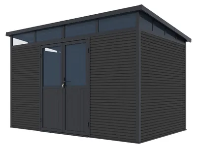 Produktbild von Weide Gartenhaus | Aluminium & WPC | Gerätehaus mit Doppeltür | 338x218 cm | Wetterfest in Anthrazit