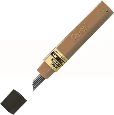 A container of Pentel mechanical pencil lead with the cap off and some lead exposed.