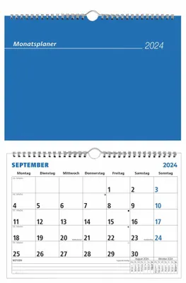 Produktbild von Zettler - Monatsterminkalender 2025 weiß,29,7x21cm, Tischkalender mit 1 Monat auf 1 Seite, Zweimonatsübersicht, viel Platz für Notizen, Drahtkammbindung und deutsches Kalendarium