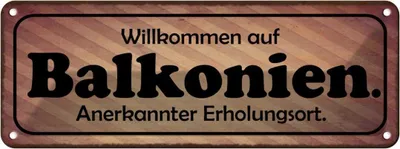 Produktbild von vianmo Blechschild 10x27 cm Willkommen auf Balkonien Dekoration