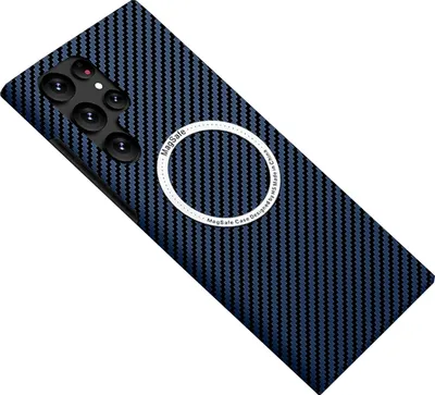 Image de Pour Samsung Galaxy S25 Ultra 5G MagSafe Design Coque ultra fine en carbone texturé bleu