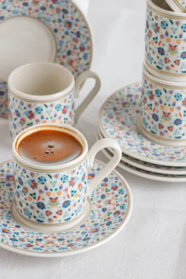 Produktbild von AEN TURQUASE Türkische Kaffeetassen, Mokkatassen - Set 6er, 12-teilig, Porzellan
