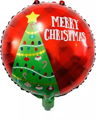 Produktbild von Folienballon Weihnachten, Rund Merry Christmas rot, ca. 45 cm