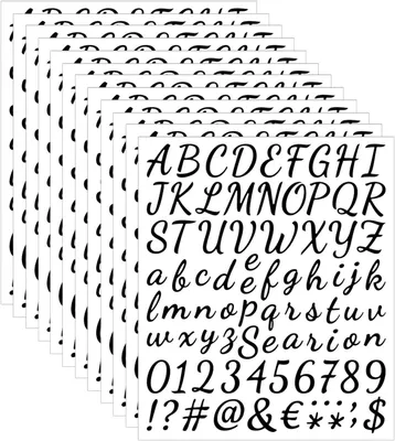 Imagen del producto de Calcomanías autoadhesivas con letras y números, 1008 unidades, 12 hojas, resistentes a la intemperie, para proyectos de bricolaje