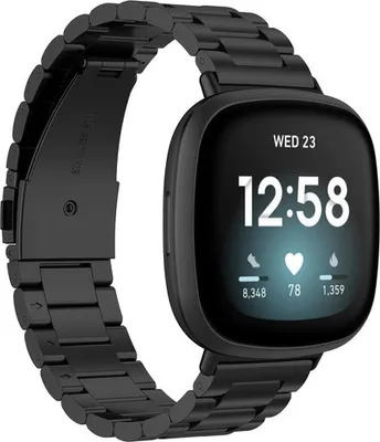 Produktbild von Strap-it Fitbit Sense Gliederarmband (Schwarz) - Große: S/M