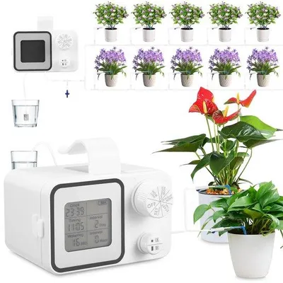 Produktbild von Automatisches Bewässerungssystem mit Timer für 15 Pflanzen – Tropfbewässerung für Innenräume, Garten und Balkon