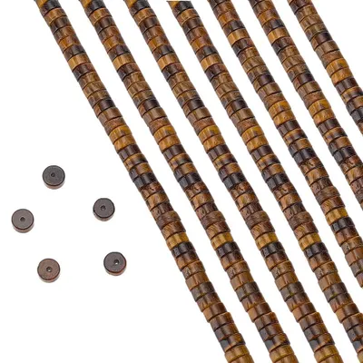 Flache runde Steinkugeln 6 mm Tigerauge 1 Strang