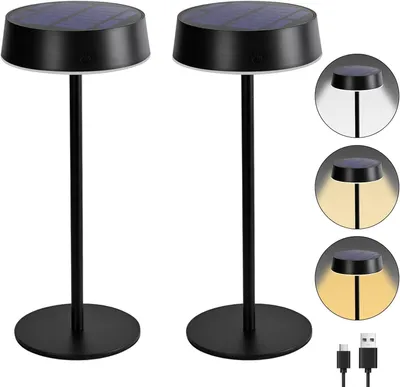 Produktbild von Sonnenlicht Tischlampe kabellos 2er Pack IP67 verstellbar 3CCT für den Garten