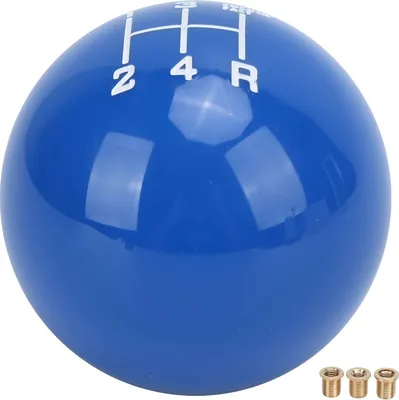 Produktbild von Runder Ball 5-Gang-Schaltknauf, Schaltkopf für manuelles Auto mit 3 Stahladaptern, Ersatz für universelles Autozubehör (Schwarz)