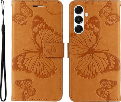 Produktbild von Mobigear Butterfly  Samsung Galaxy A26 Hülle Klapphülle Geldbörse - Cognac