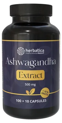 Obrázek produktu pro Ashwagandha veganské kapsle – 7% extrakt withanolidů – 110 kapslí – Herbatica