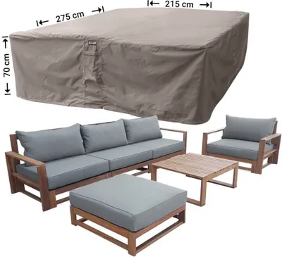 Produktbild von Raffles Covers Schutzhaube für Garten-Lounge Garnitur 275 x 215 H: 70 cm | Atmungsaktiv | Wasserdicht | UV-beständig | Elastischer Kordelzug