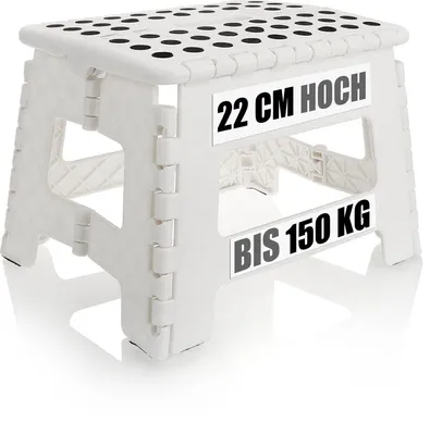 Produktbild von com-four® Klapptritt mit Gumminoppen - faltbarer Tritthocker - tragbare Aufstiegshilfe für Haushalt, Küche, und Bad - rutschfester Klapphocker - Tragkraft bis 150 kg