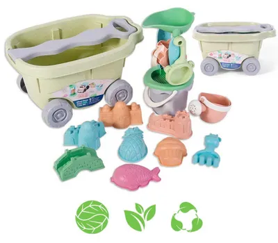 Produktbild von WOOPIE GREEN Sandspielset mit Schiebewagen, 13-teilig – BIOLOGISCH ABBAUBARES, BIOLOGISCHES MATERIAL