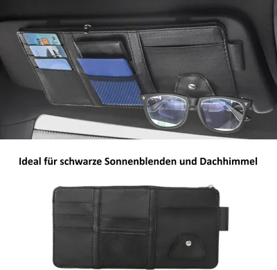 Produktbild von Kunstleder Sonnenblende Organizer Tasche in Schwarz, Kfz Sonnenblendentasche, Auto Sonnenblende Aufbewahrungstasche