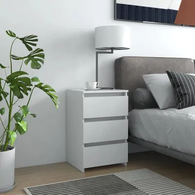 Image de vidaXL Tables de chevet 2 pcs. Blanc 40x35x62,5 cm Bois composite