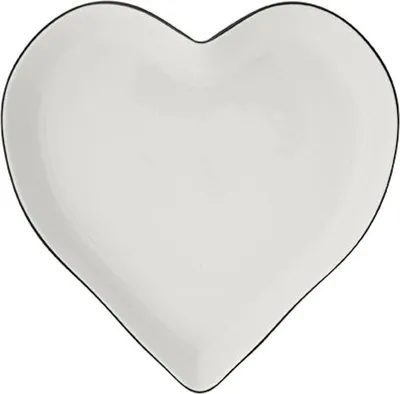 Produktbild von Servierplatte HEART in Herzform mit schwarzem Rand D. 22cm Bastion Collections