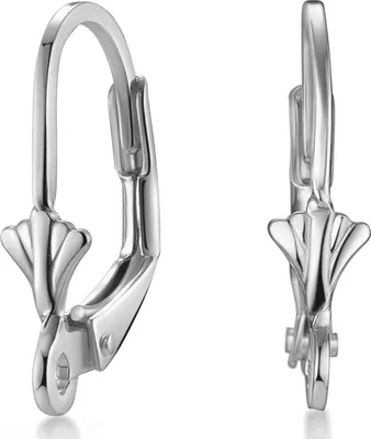 Silberne Brisuren aus rhodiniertem 925er Silber mit filigranem Muscheldesign, ideal für Ohrring-Anhänger.