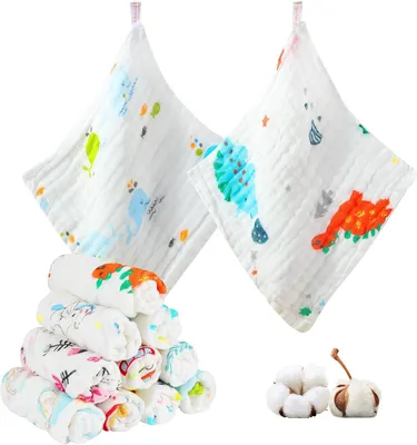 Produktbild von Babywaschlappen 6-lagig, 25 x 25 cm, saugfähig, für Neugeborene, 10 Stück