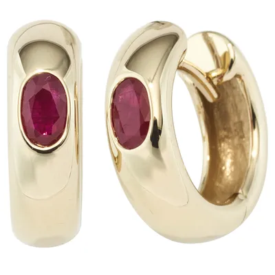 Produktbild von Ohrschmuck Creolen Klappcreolen Rubine & 585 Gold Gelbgold Damen