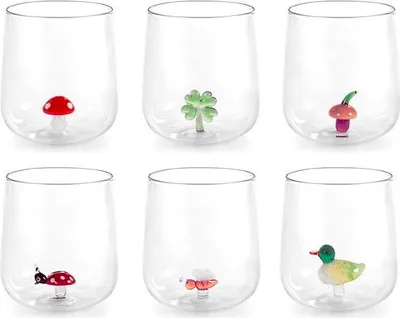 Produktbild von 6er-Set Borosilikatgläser 46 cl – Transparent, mit Innenminiaturen, Sortierte Designs