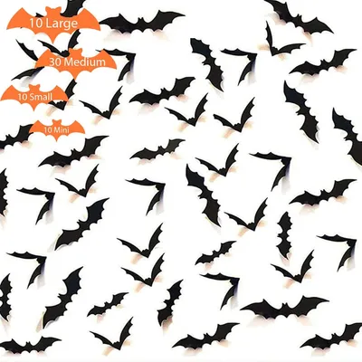 Produktbild von Jonami Halloween 3D Fledermause Wandaufkleber Deko Fledermaus Dekoration Gruselig Party Zubeh?r fš¹r Wand Tš¹r Haus FensteršC 60 Stš¹ck