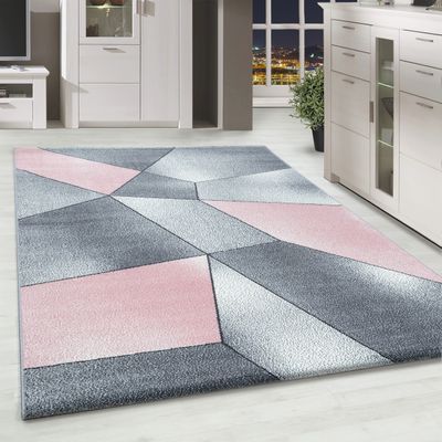 Teppich Designer Designer Modern Kurzflor 3D Optik Teppiche Wohnzimmer Teppich, Pink-1, 160 x  230  cm