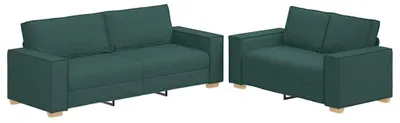 Imagen del producto de vidaXL Juego de 2 sofás con cojines, tapizados en tela de color verde oscuro