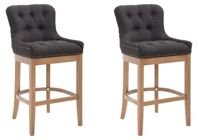 Produktbild von CLP 2er Set Barhocker Lakewood Stoff gepolstert schwarz Gestell Farbe antik-hell