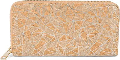 Produktbild von styleBREAKER Damen Geldbörse aus Kork mit Geometrischem Metallic Prisma Muster, Reißverschluss, Portemonnaie 02040148