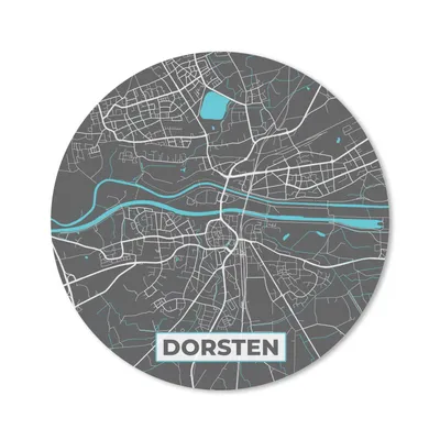 Obrázok produktu pre Podložka pod myš - Nemecko - Modrá - Dorsten - Mapa mesta - Mapa - Plán mapy - 20x20cm - Rohožka pod myš