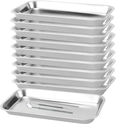 Obrázok produktu pre Nerezové podnosy 22,5 x 12 x 2 cm, 10 kusov, odolné voči teplu, pre catering