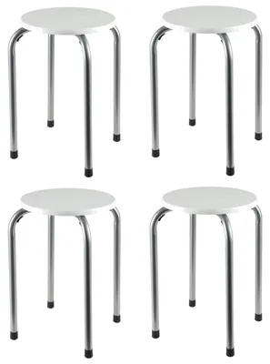 Produktbild von Stapelhocker weiß 4er-Set Stapelstuhl Partyhocker Gästehocker Sitzhocker Hocker